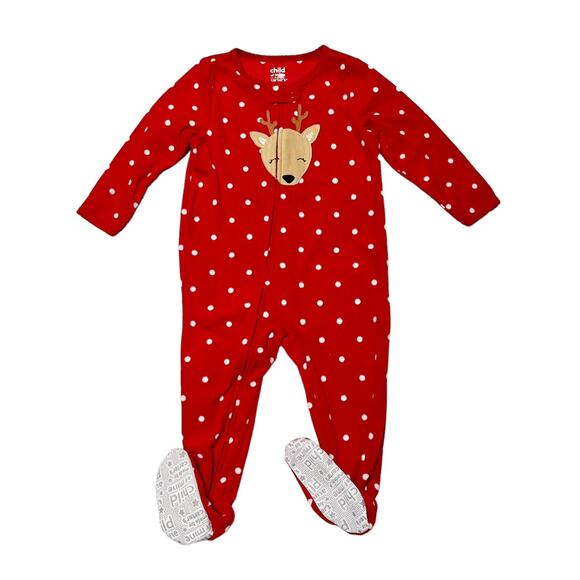 Carter's Reindeer Fleece Footie PJs Size 18m - Picture 1 of 6